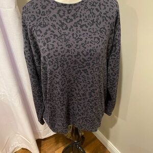 Athleta Leopard Print Gray Sweater